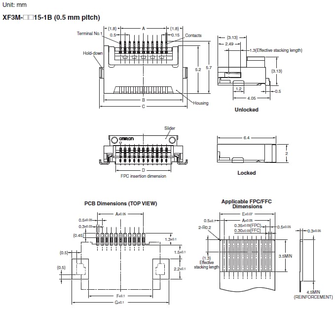 Omron Electronics XF3M 0.5mm and 1.0mm Pitch FPC/FFC Connectors